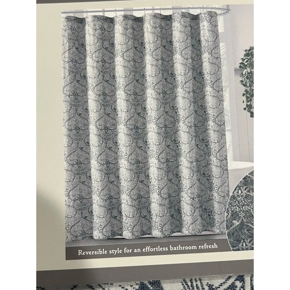 William Morris & Co Woodland Weeds Textured Fabric Shower Curtain 100% Cotton